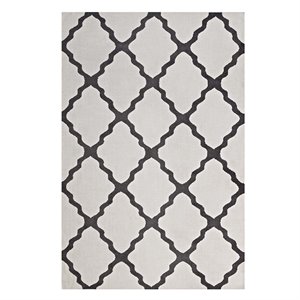 Modway Marja Moroccan Trellis 8' x 10' Area Rug in Ivory and Charcoal