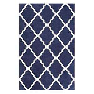 Modway Marja Moroccan Trellis 8' x 10' Area Rug in Navy and Ivory