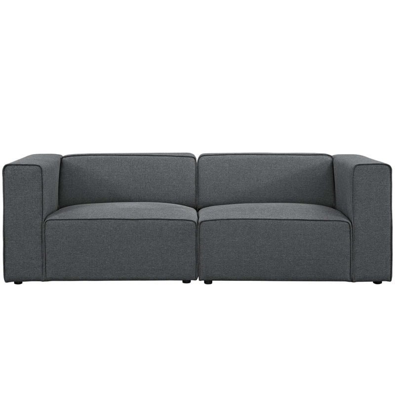 Modway Mingle 2-Piece Fabric Upholstered Loveseat in Gray Finish