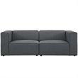 Modway Mingle 2-Piece Fabric Upholstered Loveseat in Gray Finish