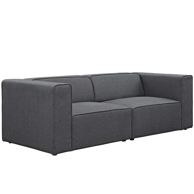 Modway Mingle 2-Piece Fabric Upholstered Loveseat in Gray Finish