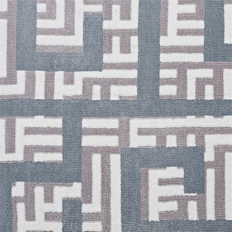 Modway Nahia Geometric Maze 5' x 8' Area Rug in Gray and Blue