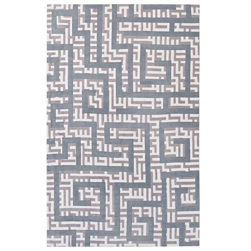 Modway Nahia Geometric Maze 5' x 8' Area Rug in Gray and Blue