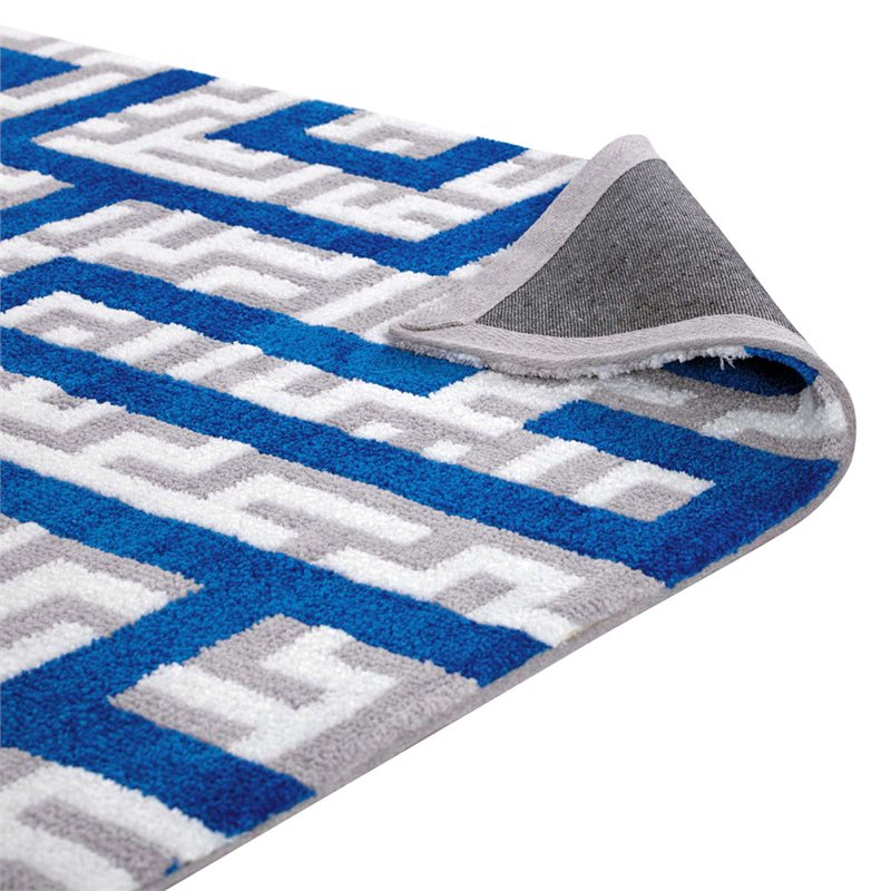 Modway Nahia Geometric Maze 5' x 8' Area Rug in Ivory and Blue