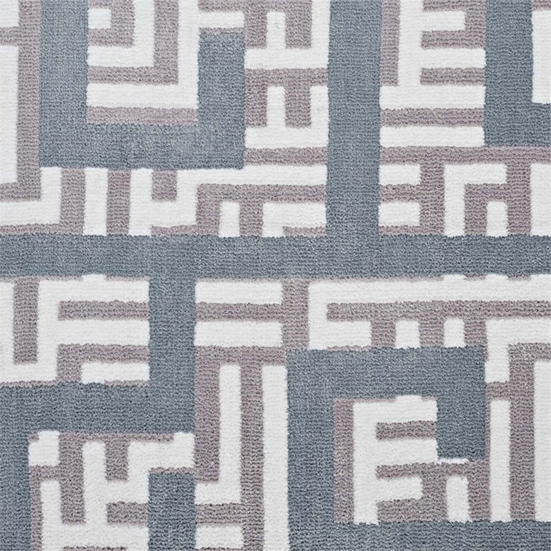 Modway Nahia Geometric Maze 8' x 10' Area Rug in Gray and Blue