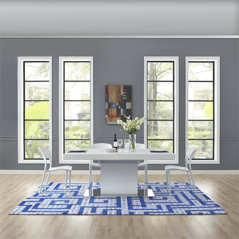 Modway Nahia Geometric Maze 8' x 10' Area Rug in Ivory and Blue