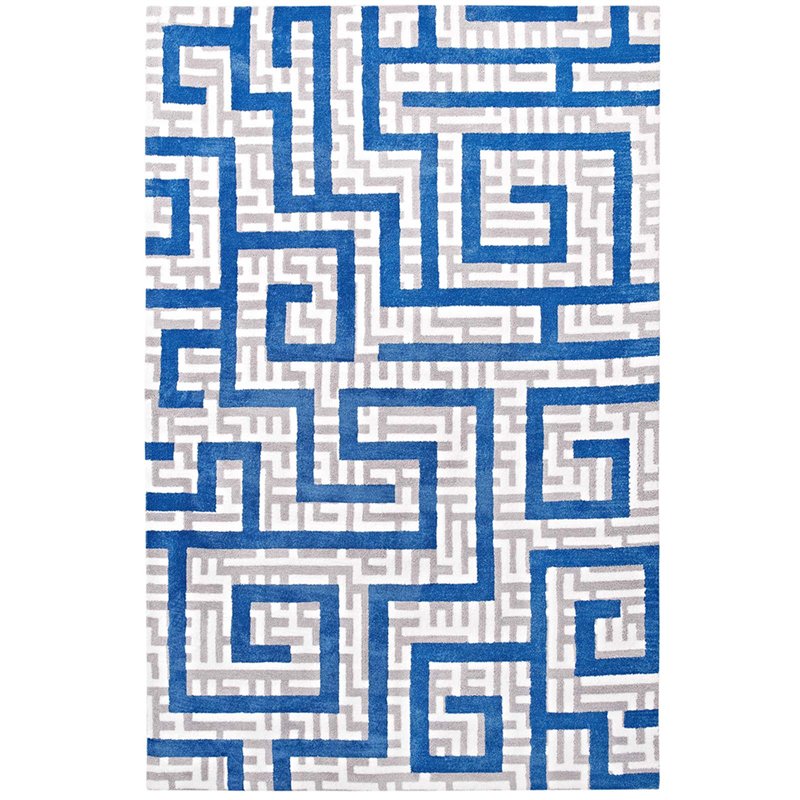 Modway Nahia Geometric Maze 8' x 10' Area Rug in Ivory and Blue