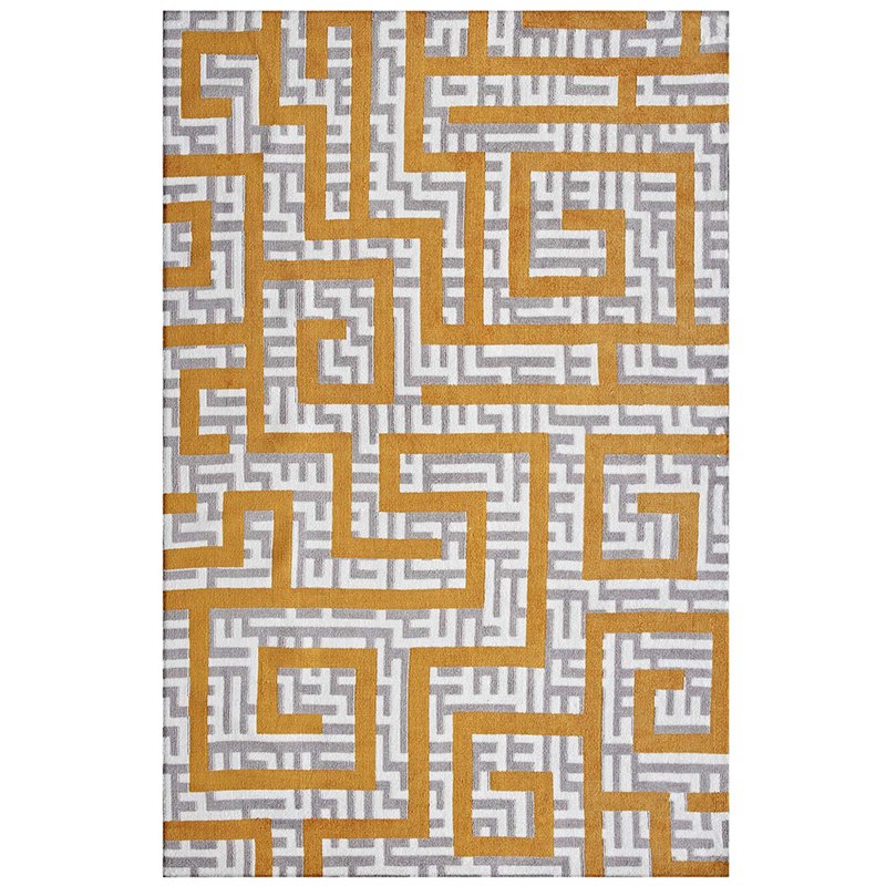 Modway Nahia Maze 5' x 8' Area Rug in Gray and Banana Yellow