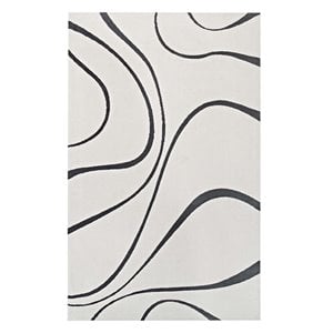 Modway Therese Abstract Swirl 5' x 8' Area Rug in Ivory and Charcoal