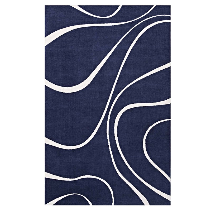 Modway Therese Abstract Swirl 5' x 8' Area Rug in Navy and Ivory