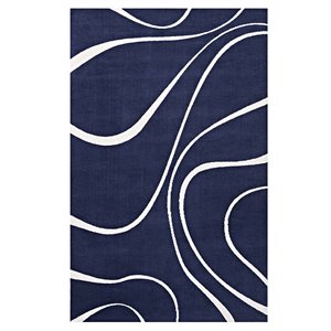 Modway Therese Abstract Swirl 5' x 8' Area Rug in Navy and Ivory