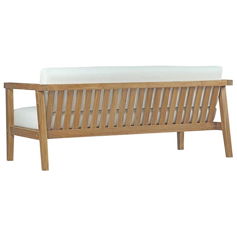 Modway Bayport 8-Piece Wood Patio Sofa Set in Natural and White