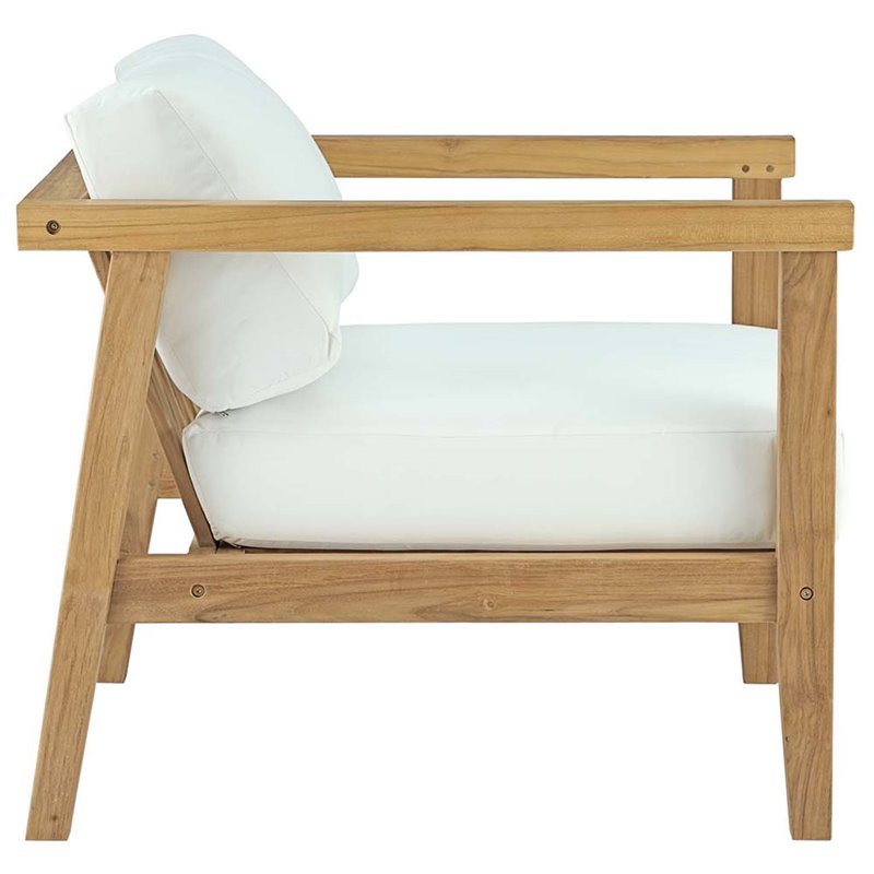 Modway Bayport 4-Piece Wood Patio Sofa Set in Natural and White