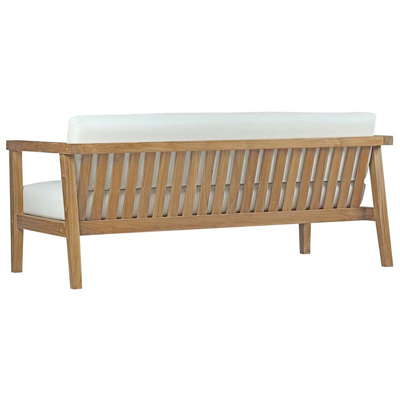 Modway Bayport 4-Piece Wood Patio Sofa Set in Natural and White