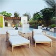 Modway Bayport 5-Piece Wood Patio Conversation Set in Natural and White