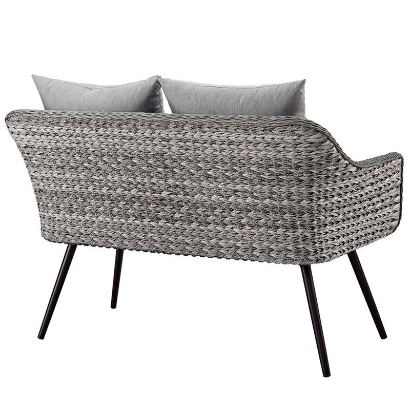 Modway Endeavor Aluminum & Fabric Outdoor Patio Loveseat in Gray