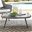 Modway Endeavor Rattan & Glass Top Patio Coffee Table in Gray and Black
