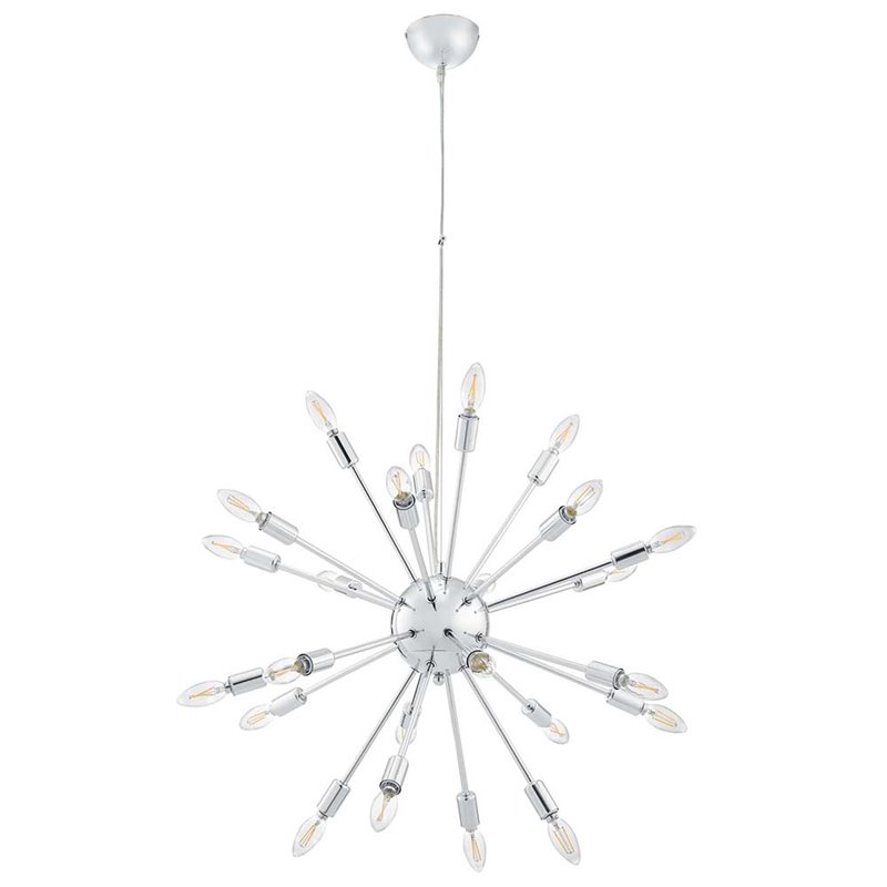 Modway Gamut 20-Light Modern Metal Chandelier in Chrome Finish