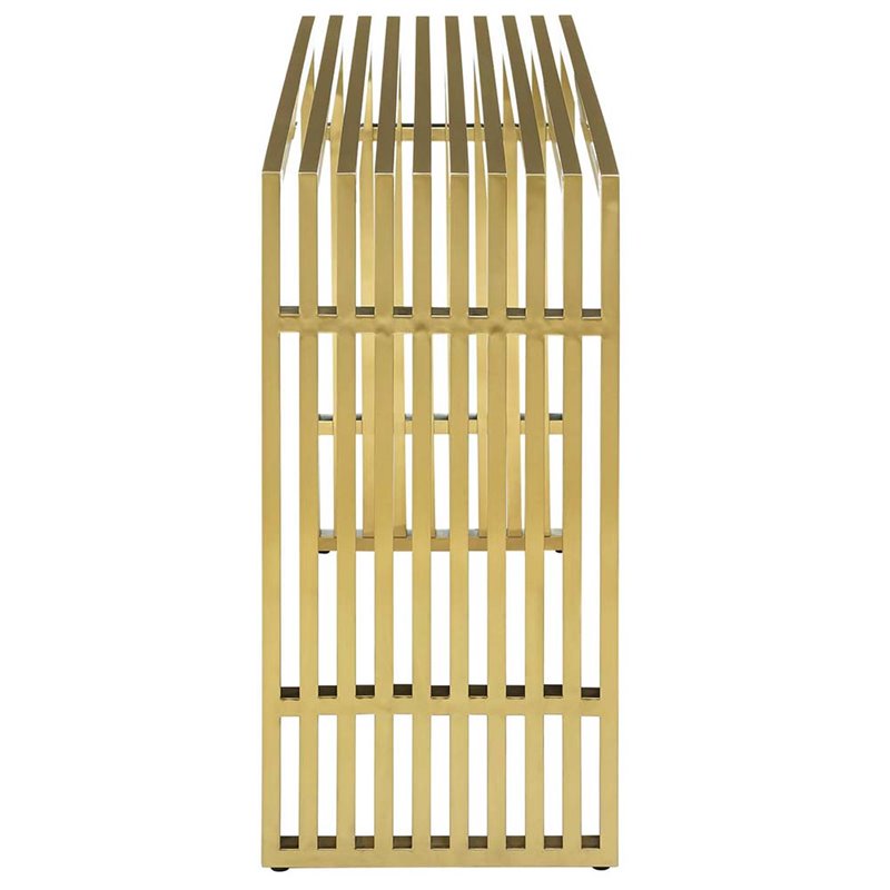 Modway Gridiron Stainless Steel Accent Console Table in Gold