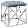 Modway Intersperse Tufted Velvet & Stainless Steel Ottoman in Silver/Sea Blue