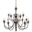 Modway Nobility 15-Light Solid Wood Candelabra Chandelier in Rust/Brown