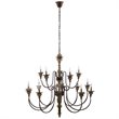 Modway Nobility 15-Light Solid Wood Candelabra Chandelier in Rust/Brown
