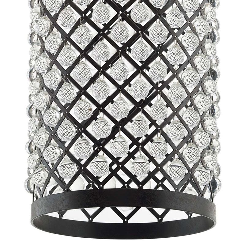 Modway Reflect Metal & Glass Pendant Lamp in Distressed Black/Clear