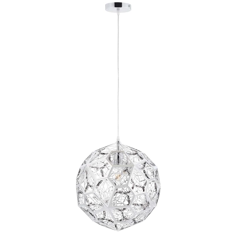 Modway Shine Modern Stainless Steel Pendant Lamp in Chrome Finish
