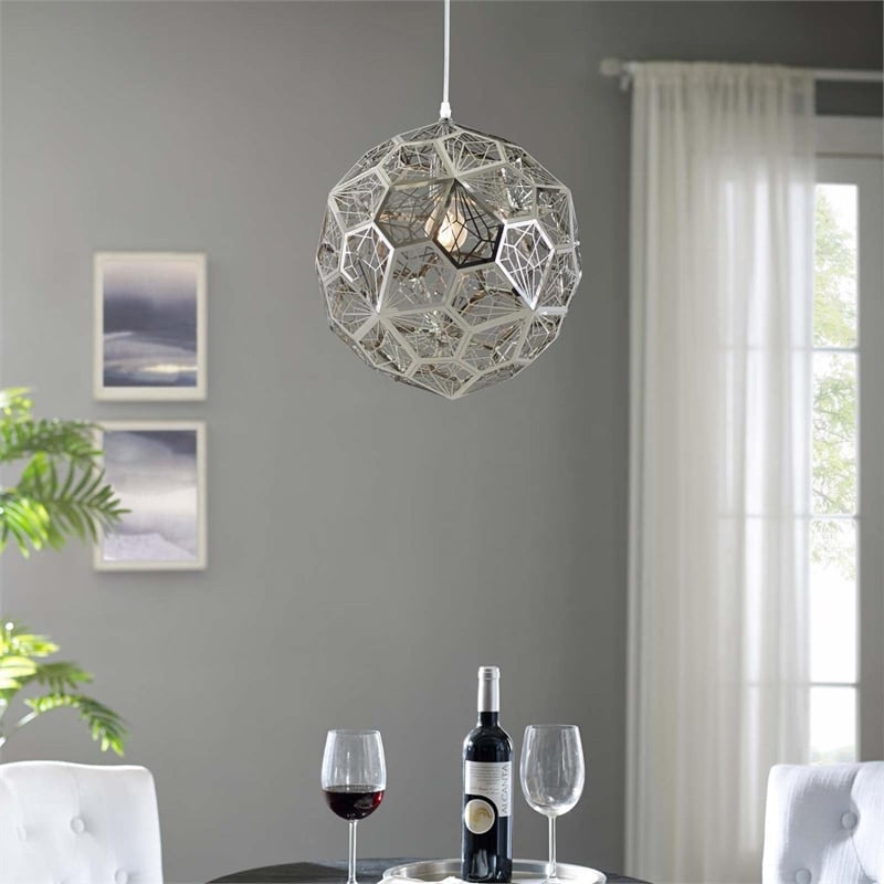 Modway Shine Modern Stainless Steel Pendant Lamp in Chrome Finish
