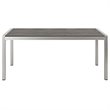 Modway Shore 3-Piece Outdoor Patio Wood and Aluminum Dining Set in Silver/Gray