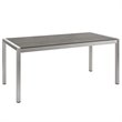 Modway Shore 3-Piece Outdoor Patio Wood and Aluminum Dining Set in Silver/Gray
