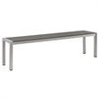 Modway Shore 3-Piece Outdoor Patio Wood and Aluminum Dining Set in Silver/Gray