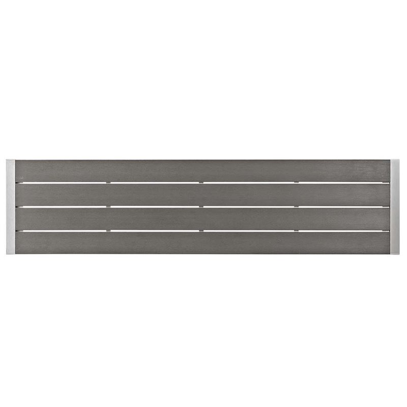 Modway Shore 3-Piece Outdoor Patio Wood and Aluminum Dining Set in Silver/Gray