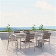 Modway Shore 7-Piece Outdoor Patio Wood and Aluminum Dining Set in Silver/Gray