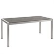 Modway Shore 7-Piece Outdoor Patio Wood and Aluminum Dining Set in Silver/Gray