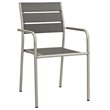Modway Shore 7-Piece Outdoor Patio Wood and Aluminum Dining Set in Silver/Gray