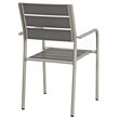 Modway Shore 7-Piece Outdoor Patio Wood and Aluminum Dining Set in Silver/Gray