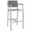Modway Shore 3-Piece Wood & Aluminum Patio Pub Set in Silver and Gray