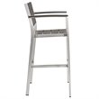 Modway Shore 3-Piece Wood & Aluminum Patio Pub Set in Silver and Gray