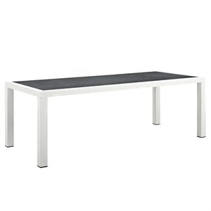 Modway Stance Rectangle Aluminum Patio Dining Table in White and Gray