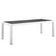 Modway Stance Rectangle Aluminum Patio Dining Table in White and Gray