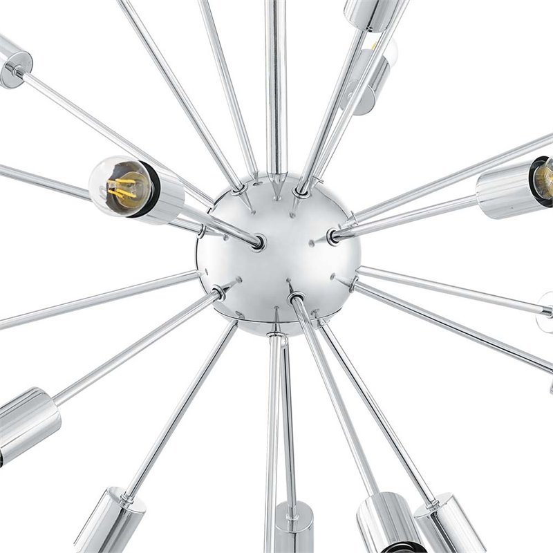 Modway Volley 24-Light Modern Metal Chandelier in Chrome Finish