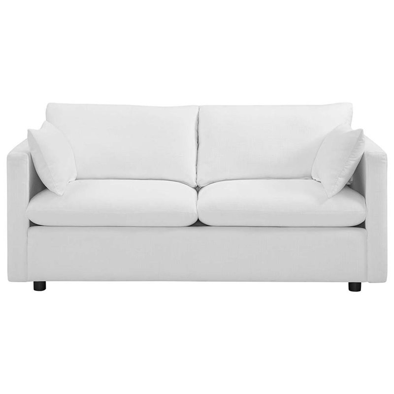Modway Activate Modern Wood & Fabric Upholstered Sofa in White