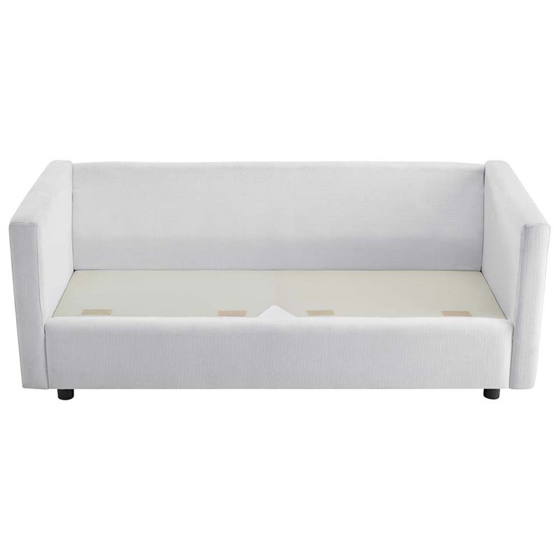 Modway Activate Modern Wood & Fabric Upholstered Sofa in White
