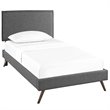 Modway Amaris Upholstered Twin Platform Bed Frame in Gray With Splayed Legs