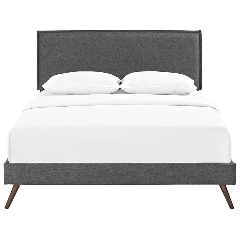 Modway Amaris Full Fabric Platform Bed with Round Splayed Legs in Gray