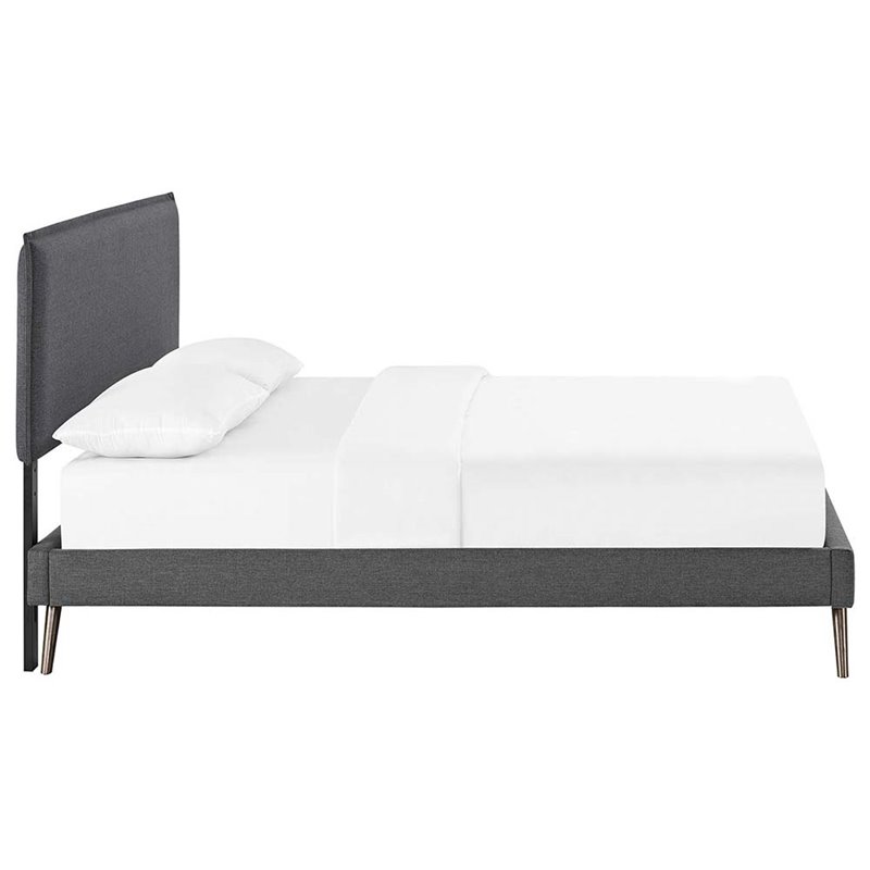 Modway Amaris Full Fabric Platform Bed with Round Splayed Legs in Gray