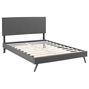Modway Amaris Full Fabric Platform Bed with Round Splayed Legs in Gray