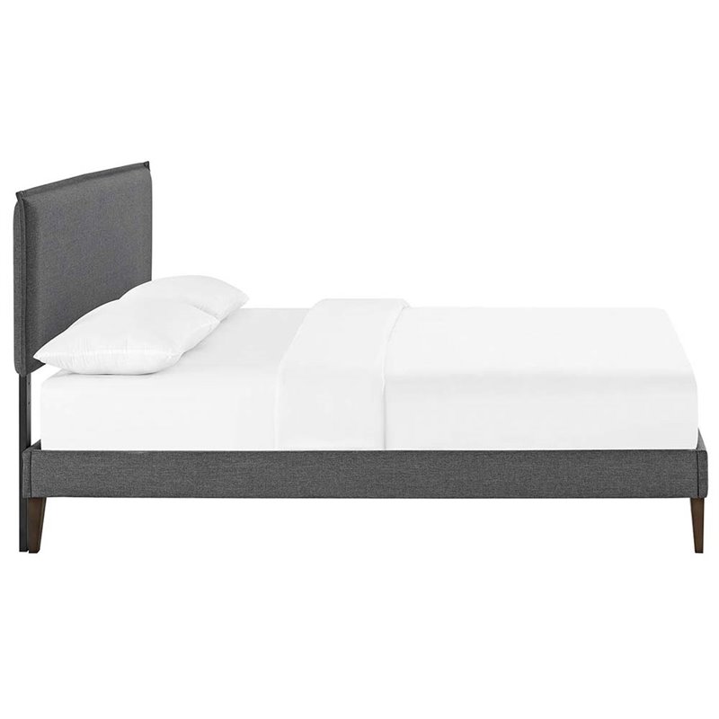 Modway Amaris Full Fabric Platform Bed with Squared Tapered Legs in Gray