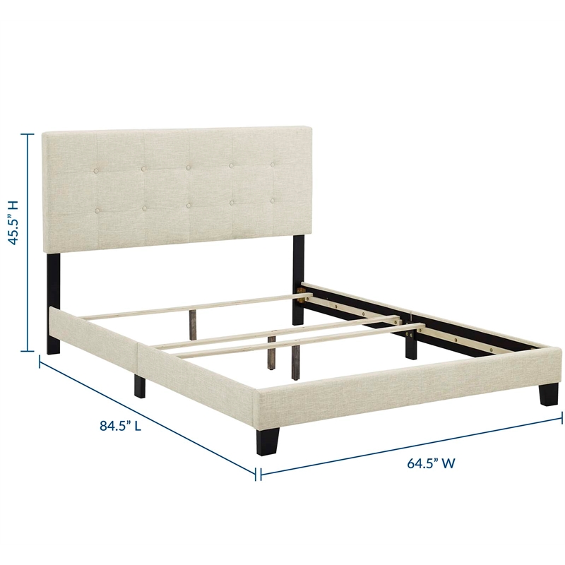 Modway Amira Queen Modern Upholstered Polyester Fabric Bed in Beige
